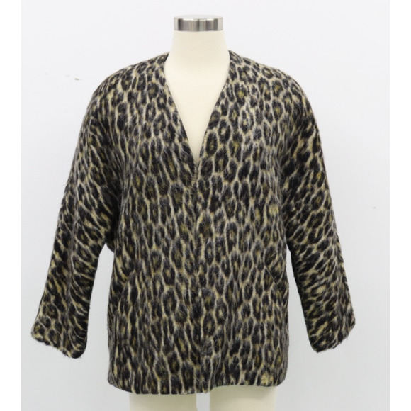 Isabel Marant Wool Coat Leopard Animal Print SZ 40 8/10 US Wool Alpaca Blend - Picture 1 of 12